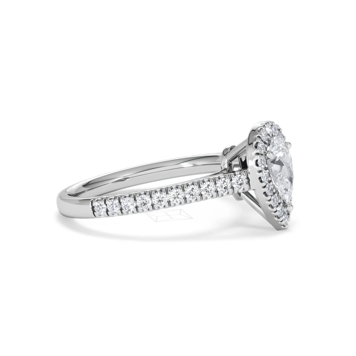 Diana Lab Diamond Pear Halo Engagement Ring Platinum 1ct F/VS1 - Image 23