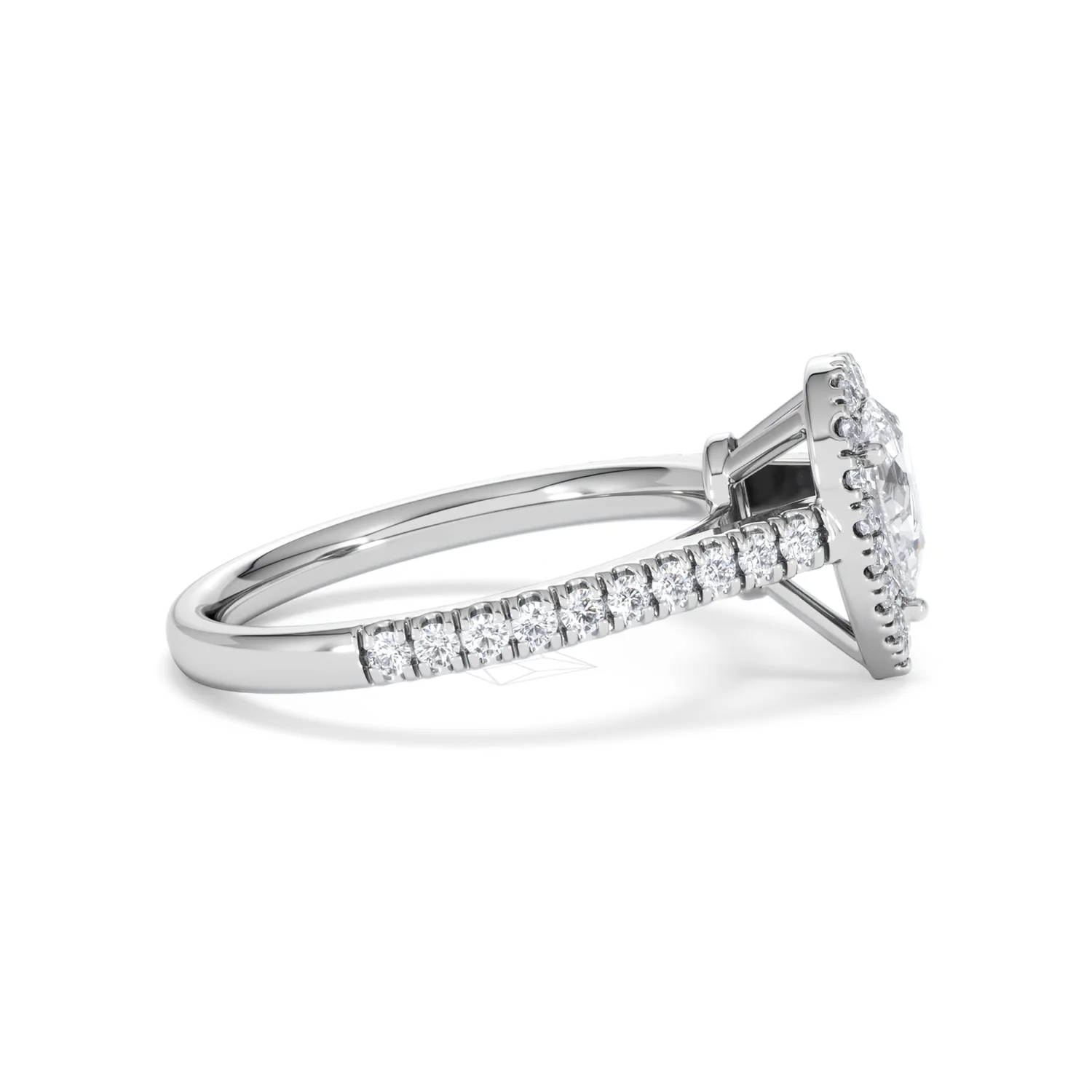 Diana Lab Diamond Pear Halo Engagement Ring Platinum 1ct F/VS1 - Image 27