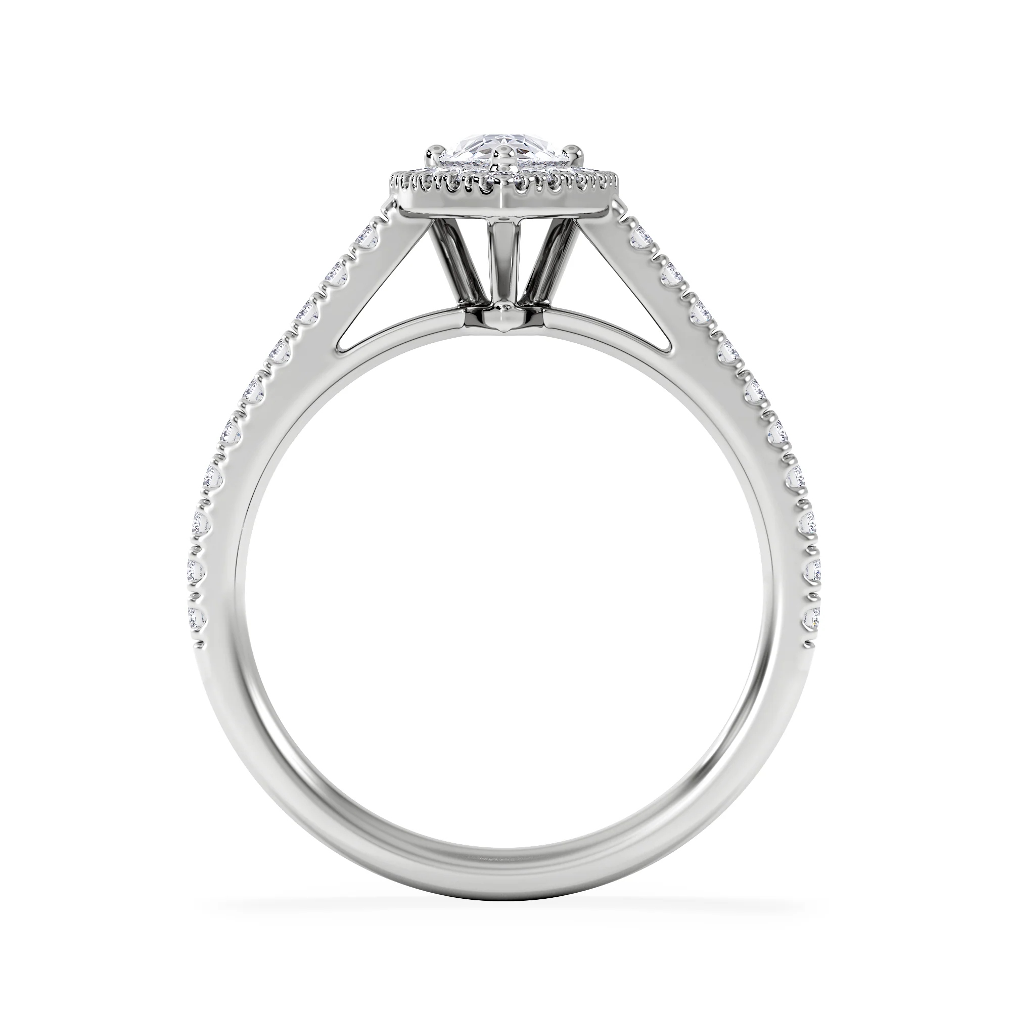 Diana Lab Diamond Pear Halo Engagement Ring Platinum 1ct F/VS1 - Image 3