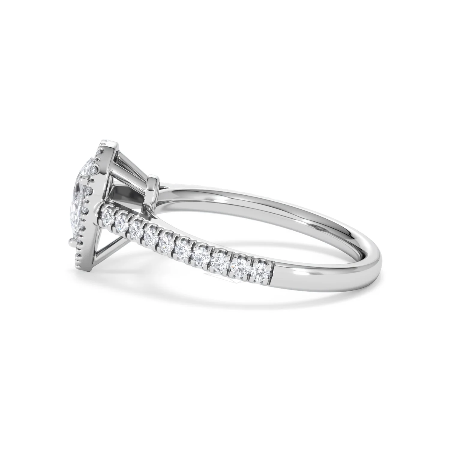 Diana Lab Diamond Pear Halo Engagement Ring Platinum 1ct F/VS1 - Image 68