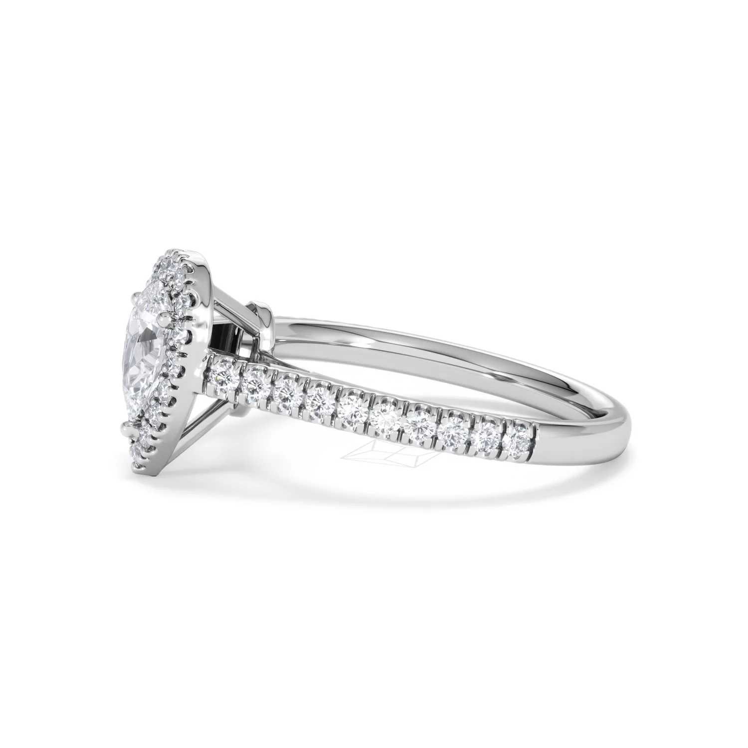 Diana Lab Diamond Pear Halo Engagement Ring Platinum 1ct F/VS1 - Image 73