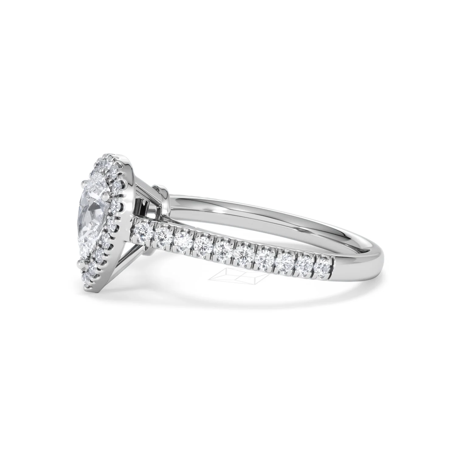 Diana Lab Diamond Pear Halo Engagement Ring Platinum 1ct F/VS1 - Image 74