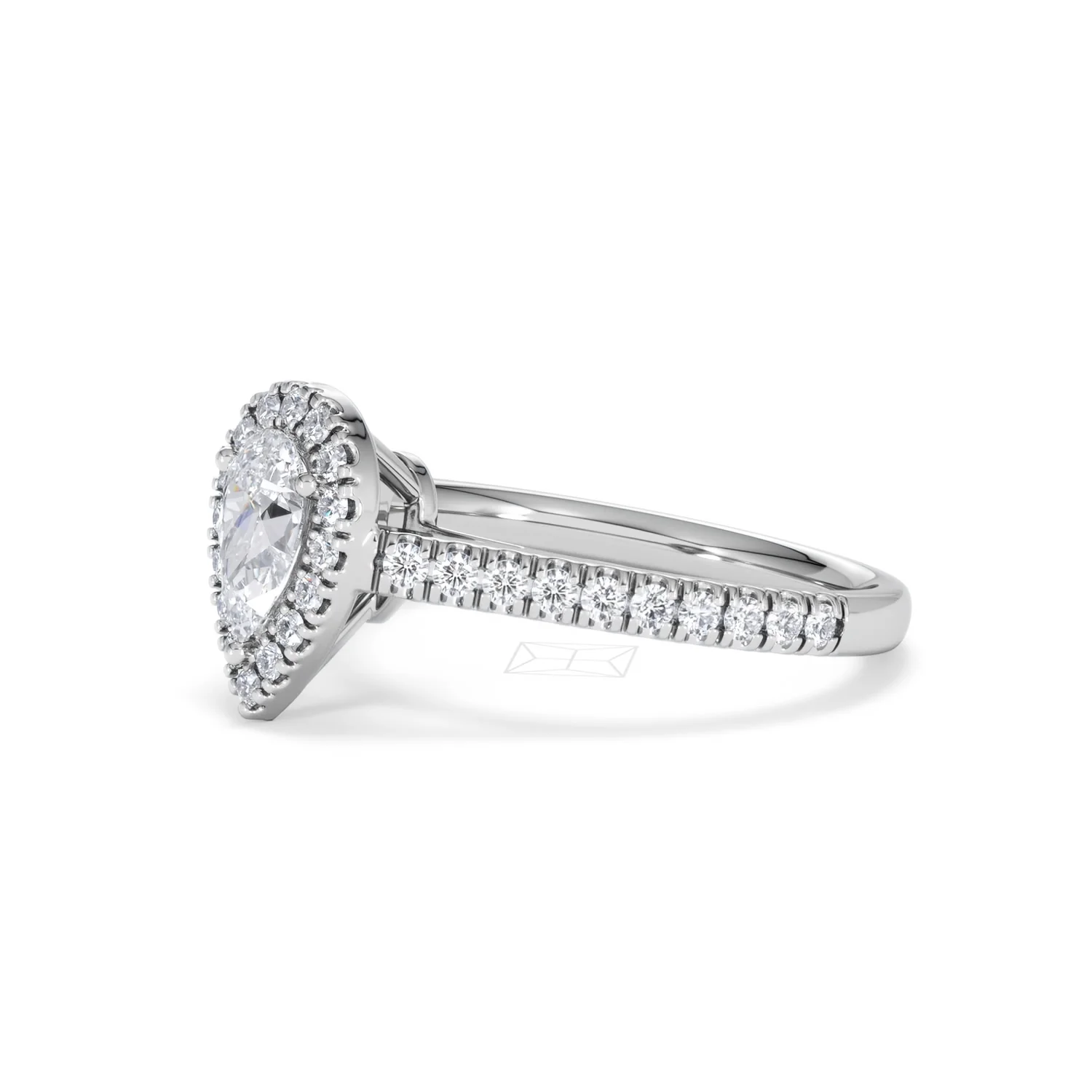Diana Lab Diamond Pear Halo Engagement Ring Platinum 1ct F/VS1 - Image 77