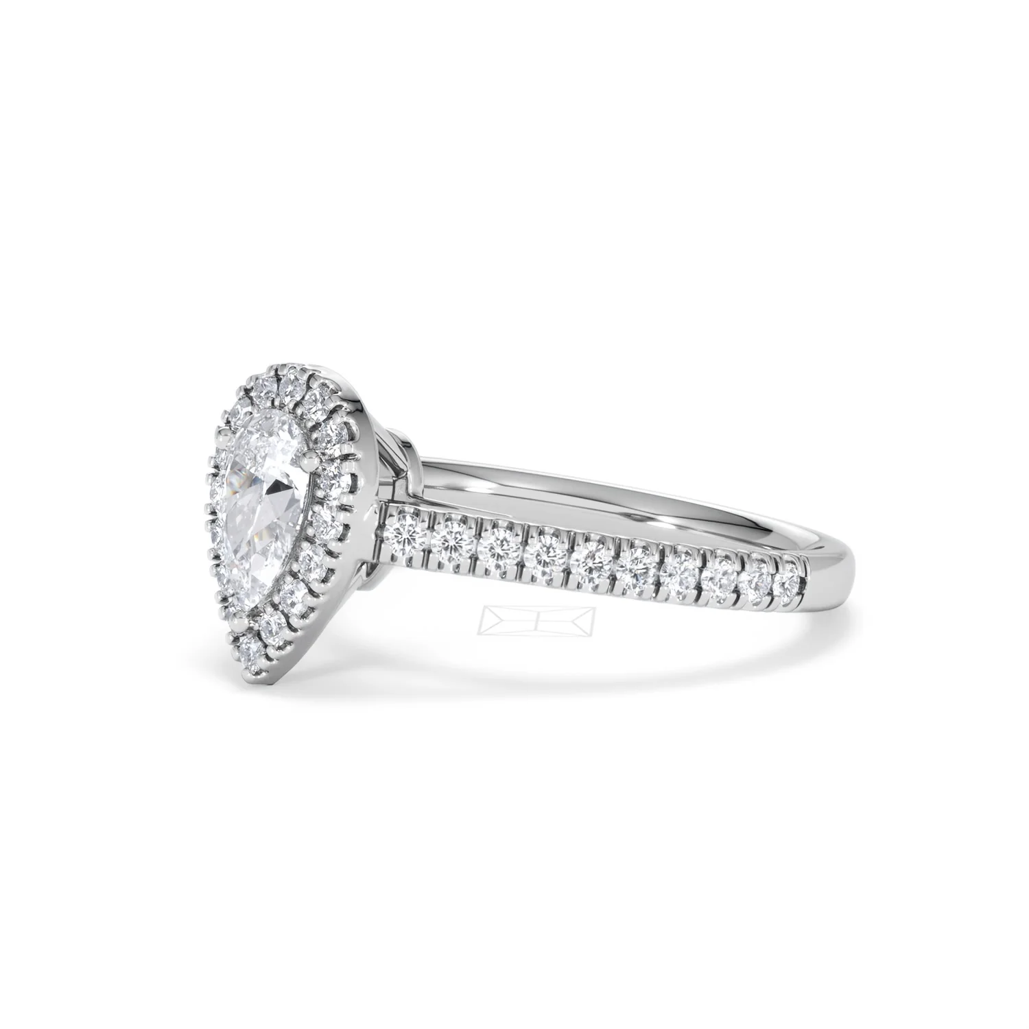 Diana Lab Diamond Pear Halo Engagement Ring Platinum 1ct F/VS1 - Image 78