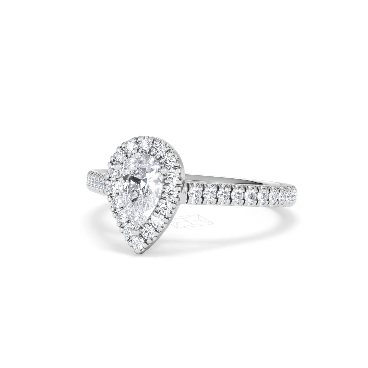 Diana Lab Diamond Pear Halo Engagement Ring Platinum 1ct F/VS1 - Image 84