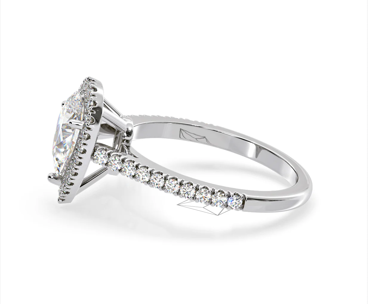 Diana Lab Diamond Pear Halo Engagement Ring Platinum 2.10ct F/VS1 - Image 105