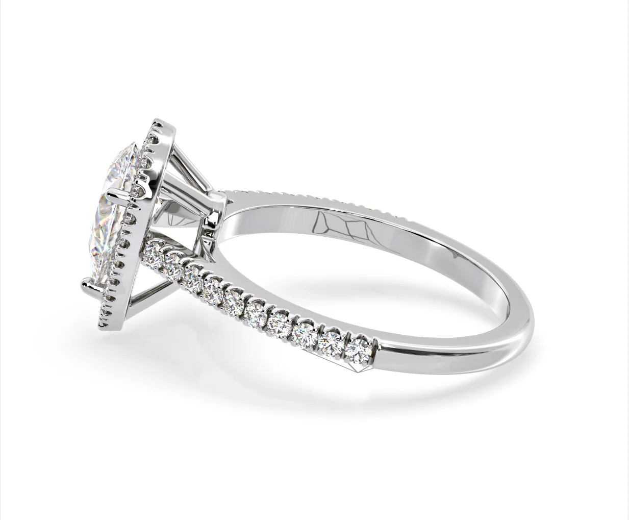 Diana Lab Diamond Pear Halo Engagement Ring Platinum 2.10ct F/VS1 - Image 108