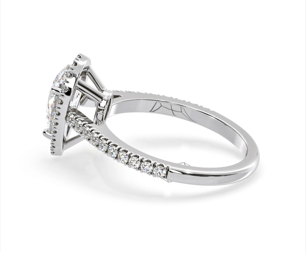 Diana Lab Diamond Pear Halo Engagement Ring Platinum 2.10ct F/VS1 - Image 110