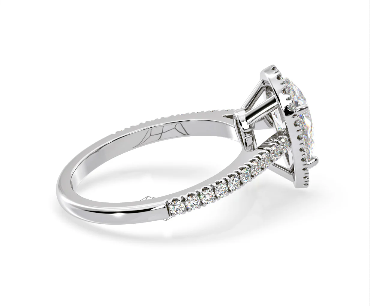 Diana Lab Diamond Pear Halo Engagement Ring Platinum 2.10ct F/VS1 - Image 143