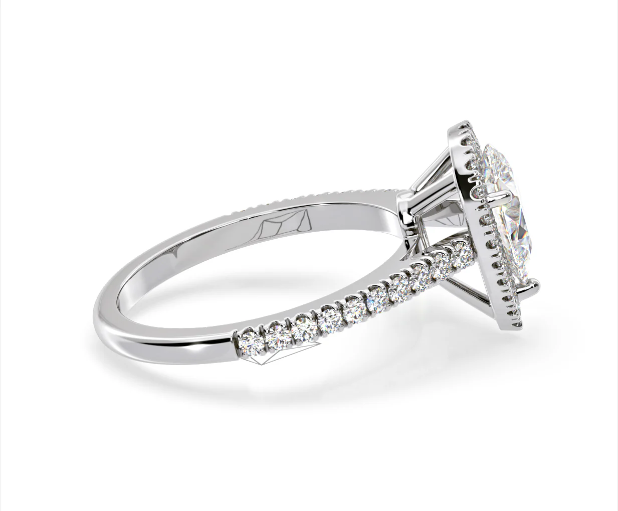 Diana Lab Diamond Pear Halo Engagement Ring Platinum 2.10ct F/VS1 - Image 146