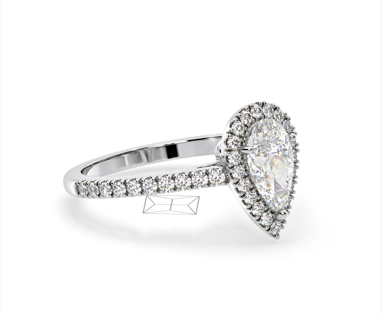 Diana Lab Diamond Pear Halo Engagement Ring Platinum 2.10ct F/VS1 - Image 157
