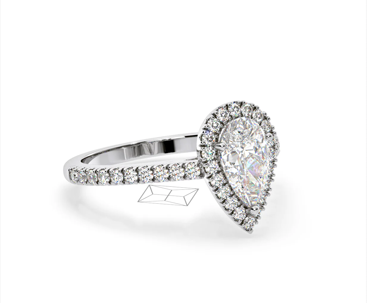 Diana Lab Diamond Pear Halo Engagement Ring Platinum 2.10ct F/VS1 - Image 159