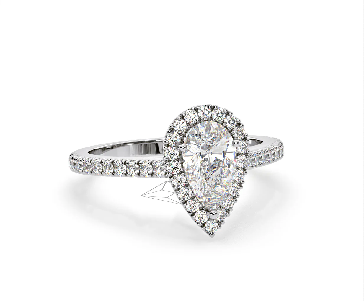 Diana Lab Diamond Pear Halo Engagement Ring Platinum 2.10ct F/VS1 - Image 163