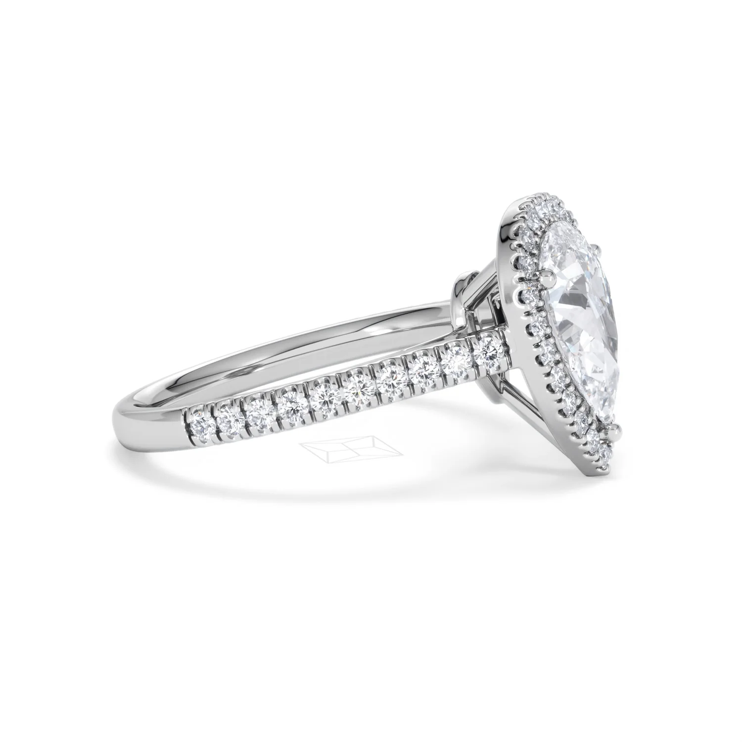 Diana Lab Diamond Pear Halo Engagement Ring Platinum 2.10ct F/VS1 - Image 26