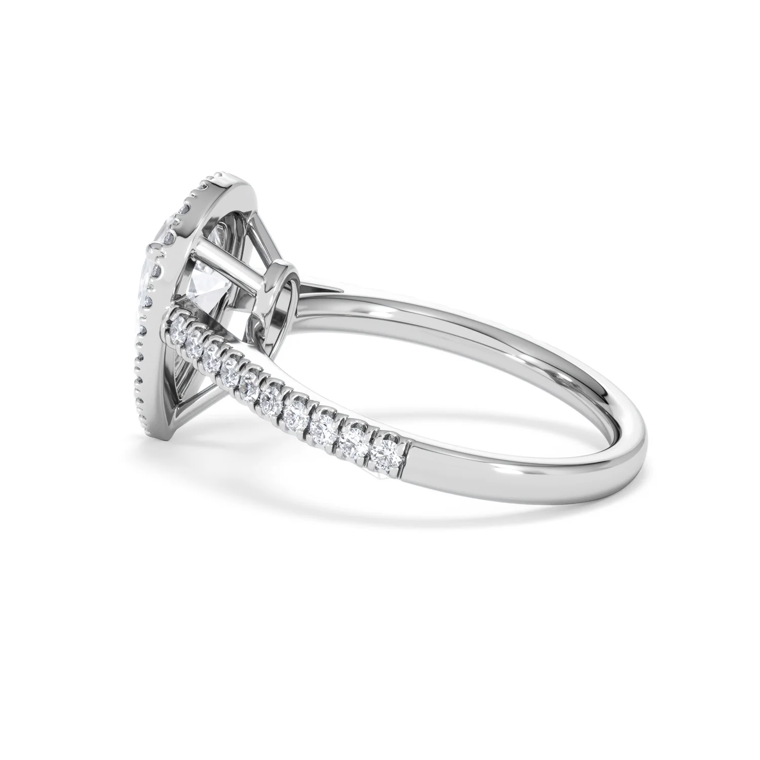 Diana Lab Diamond Pear Halo Engagement Ring Platinum 2.10ct F/VS1 - Image 66