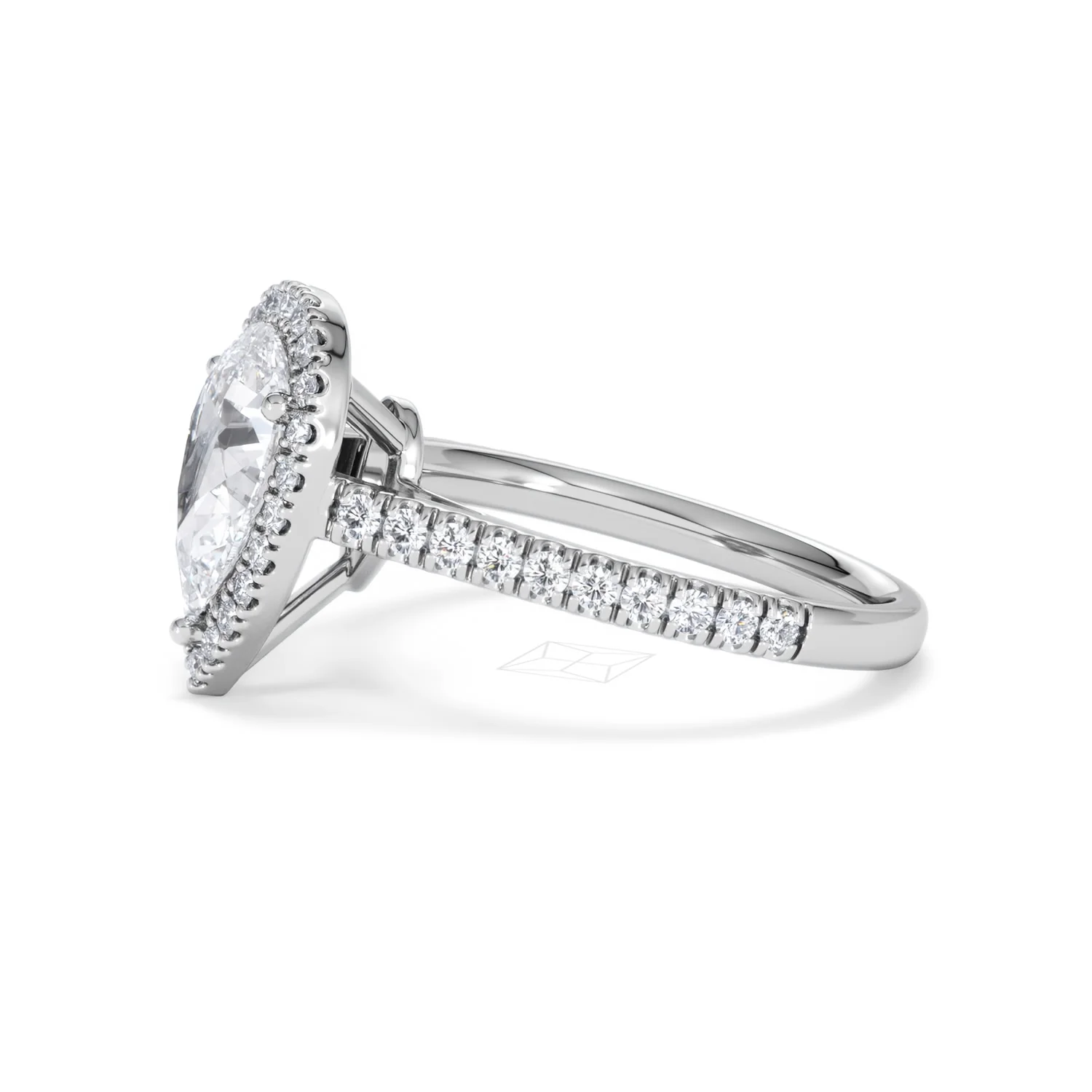 Diana Lab Diamond Pear Halo Engagement Ring Platinum 2.10ct F/VS1 - Image 75