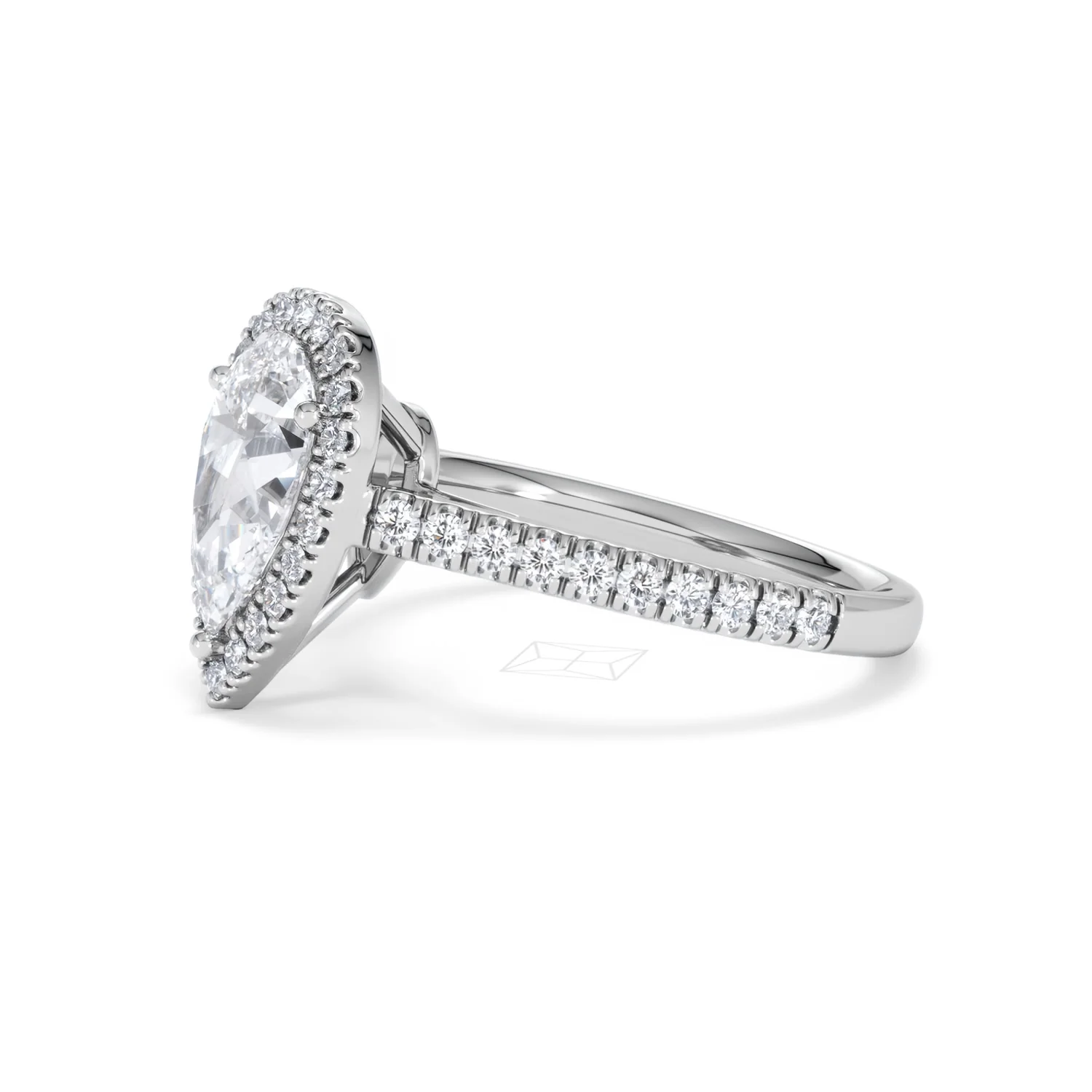 Diana Lab Diamond Pear Halo Engagement Ring Platinum 2.10ct F/VS1 - Image 77