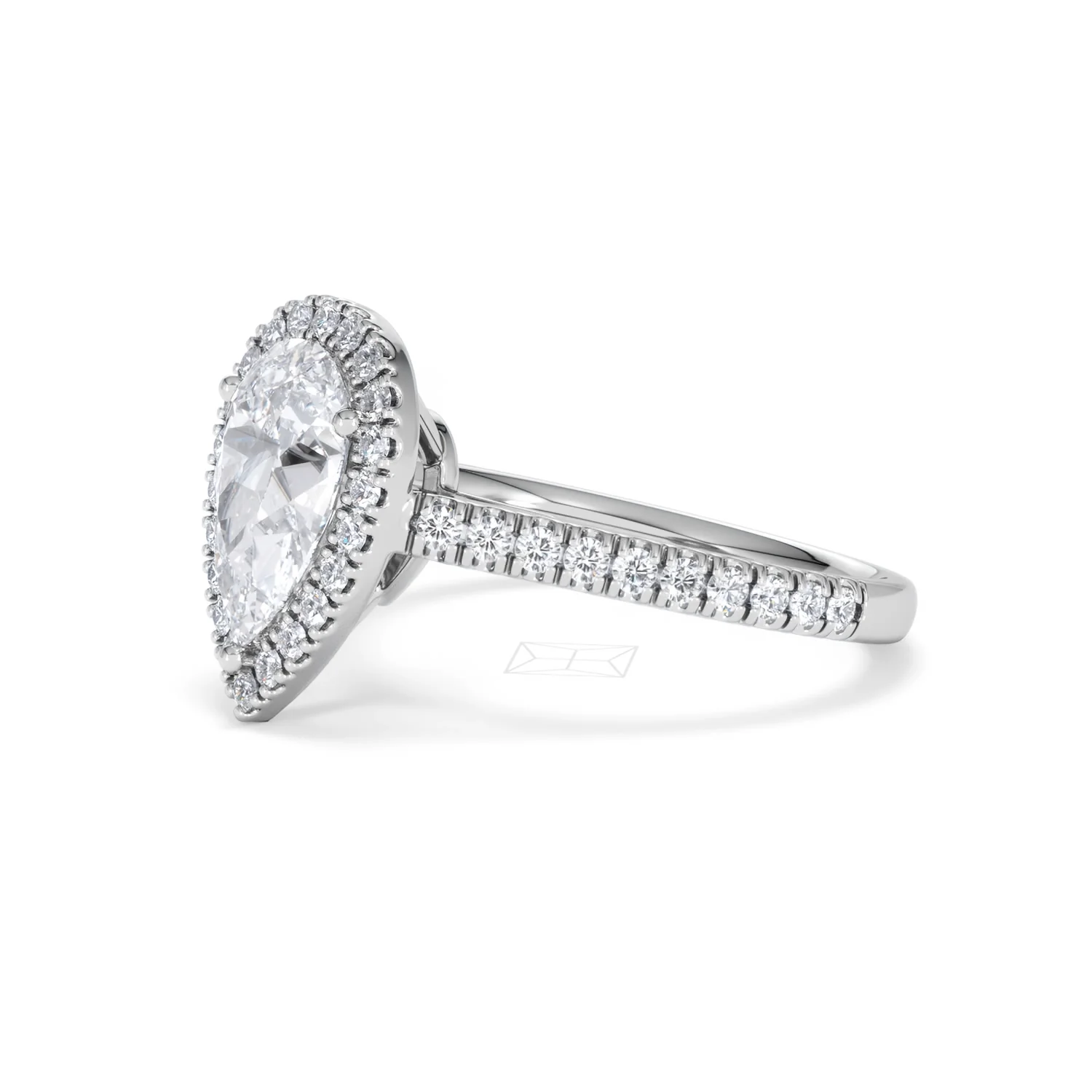Diana Lab Diamond Pear Halo Engagement Ring Platinum 2.10ct F/VS1 - Image 79