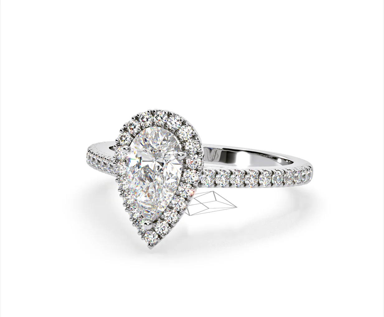 Diana Lab Diamond Pear Halo Engagement Ring Platinum 2.10ct F/VS1 - Image 91