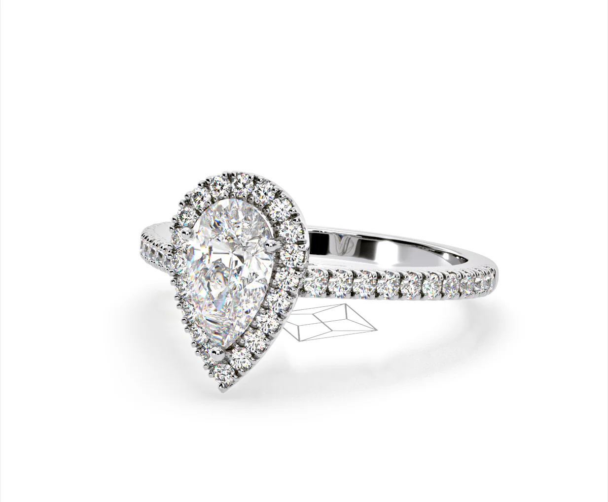 Diana Lab Diamond Pear Halo Engagement Ring Platinum 2.10ct F/VS1 - Image 92