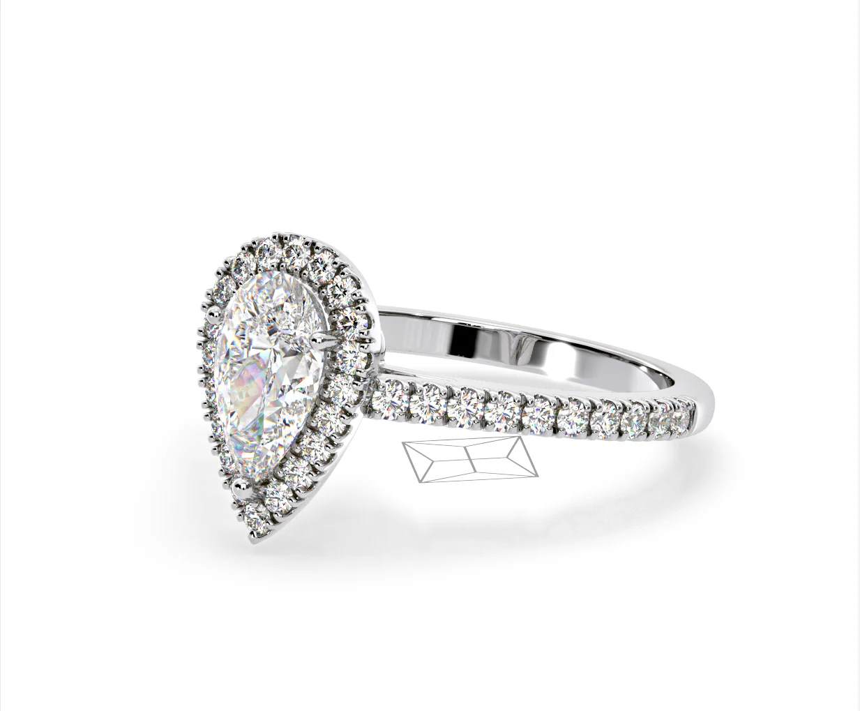 Diana Lab Diamond Pear Halo Engagement Ring Platinum 2.10ct F/VS1 - Image 95