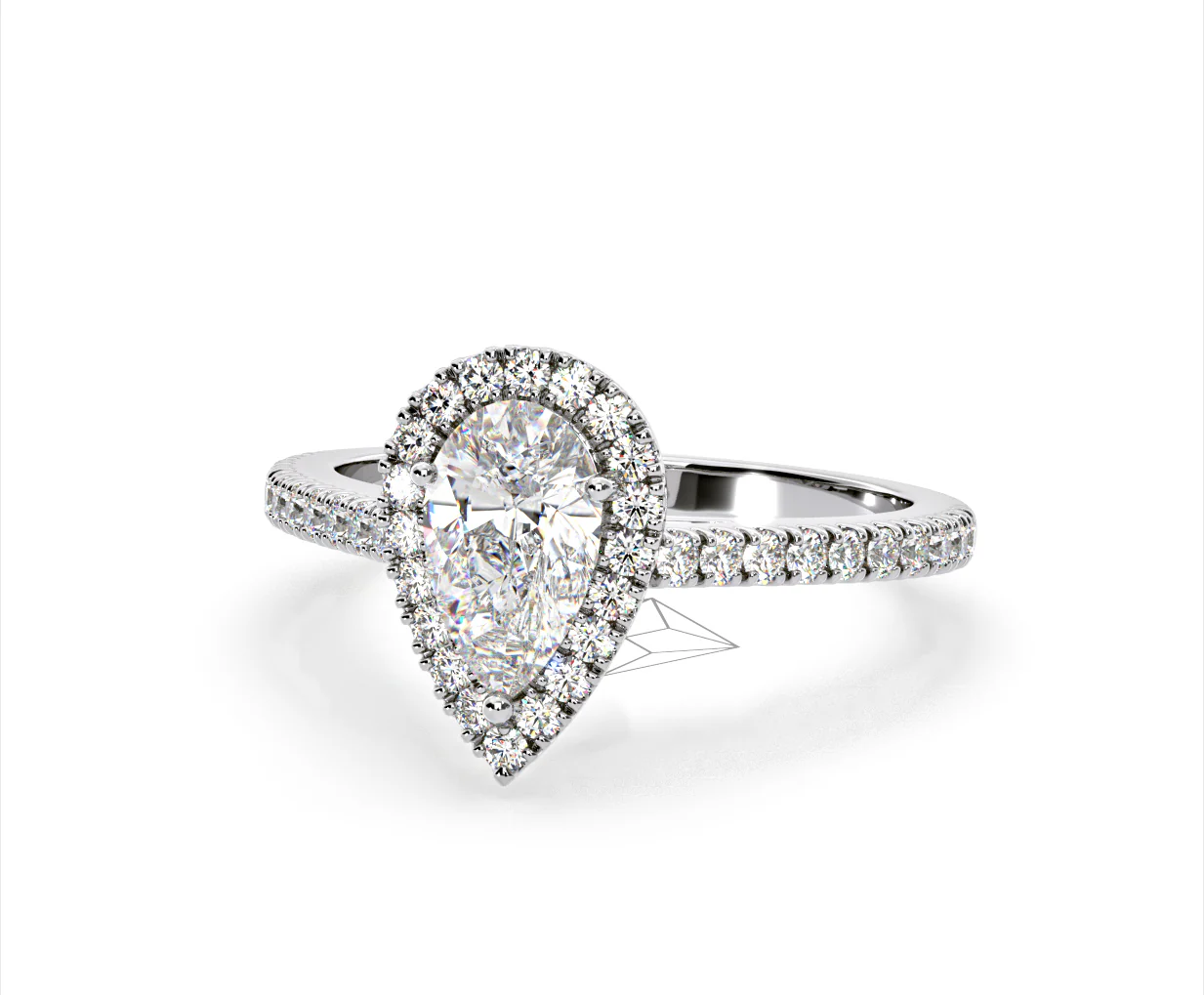 Diana Lab Diamond Pear Halo Engagement Ring Platinum 2.60ct F/VS1 - Image 10
