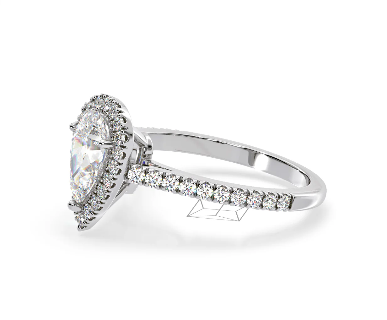 Diana Lab Diamond Pear Halo Engagement Ring Platinum 2.60ct F/VS1 - Image 100