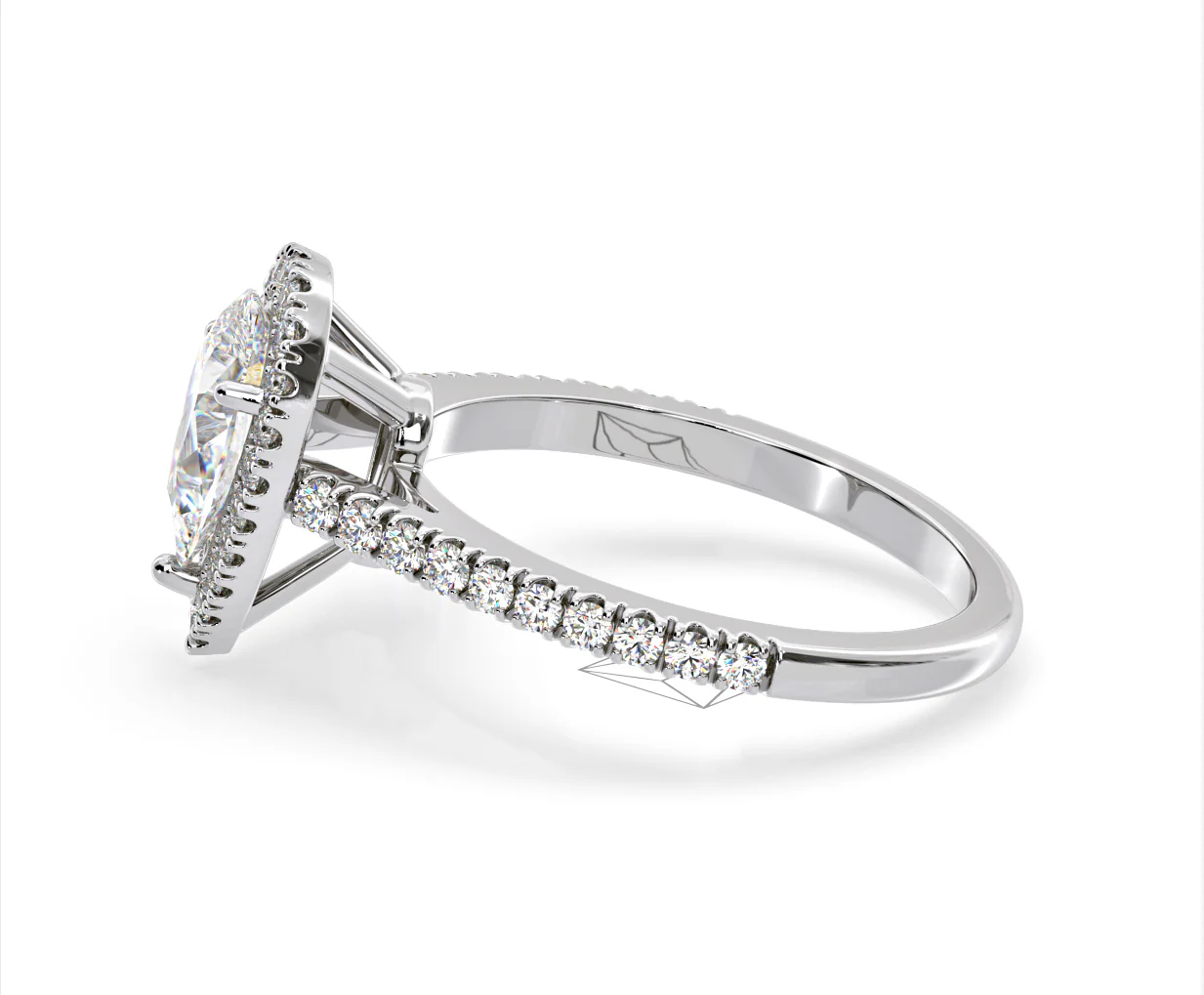 Diana Lab Diamond Pear Halo Engagement Ring Platinum 2.60ct F/VS1 - Image 106