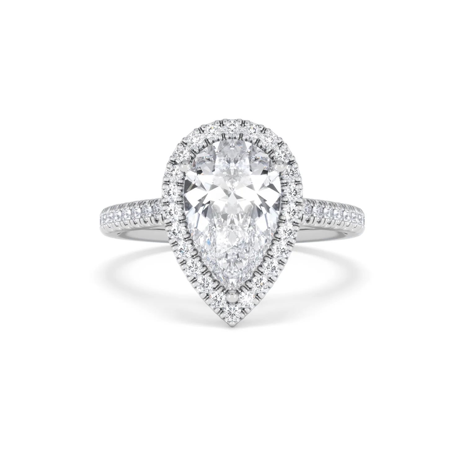Diana Lab Diamond Pear Halo Engagement Ring Platinum 2.60ct F/VS1 - Image 11