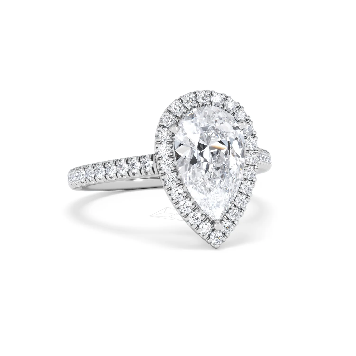 Diana Lab Diamond Pear Halo Engagement Ring Platinum 2.60ct F/VS1 - Image 15