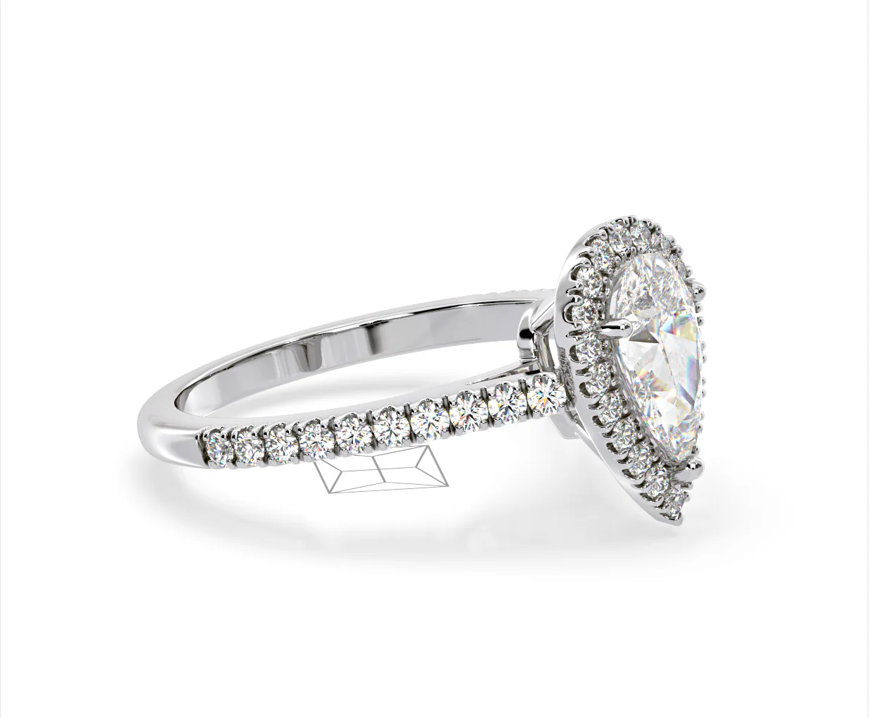 Diana Lab Diamond Pear Halo Engagement Ring Platinum 2.60ct F/VS1 - Image 154
