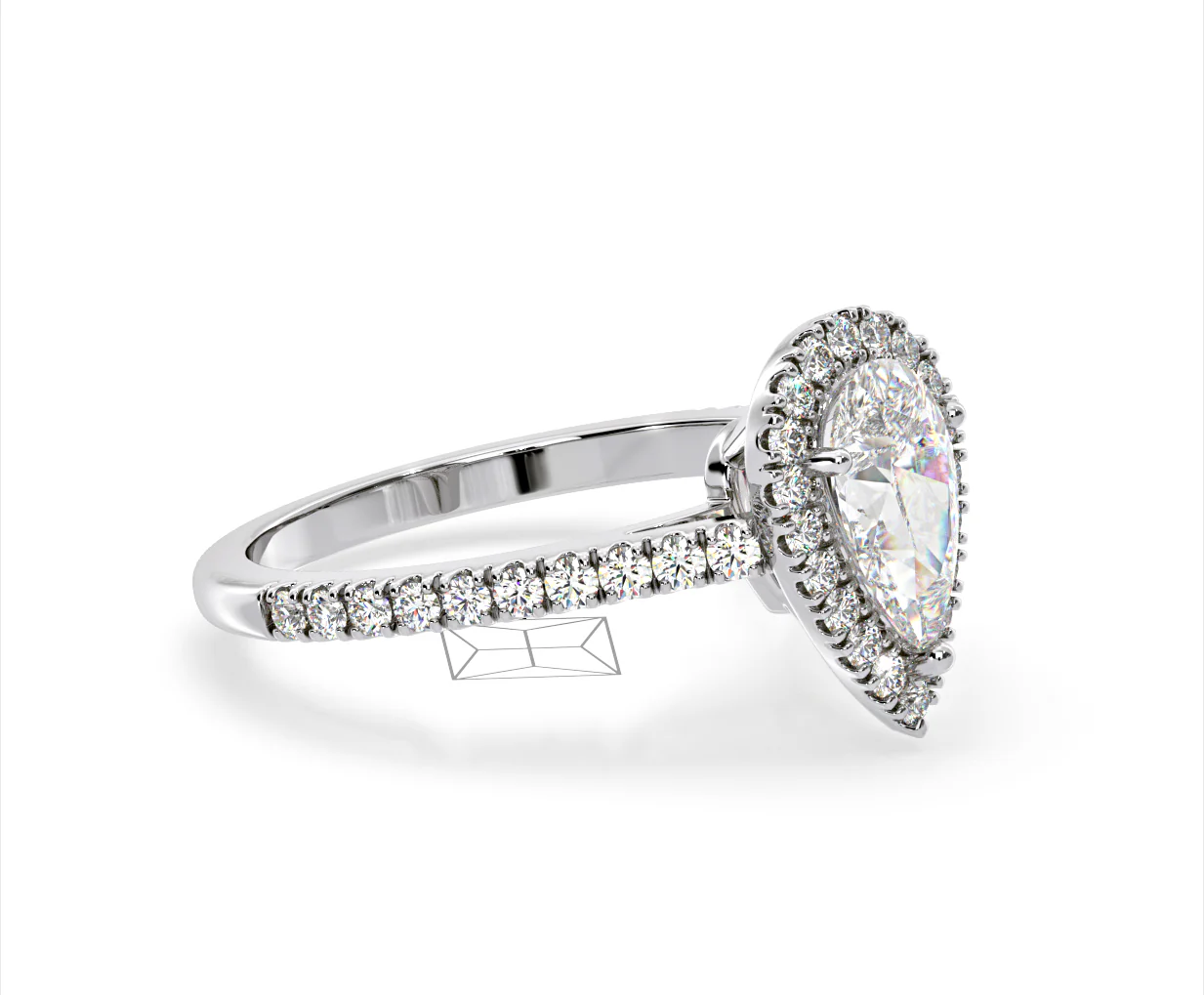 Diana Lab Diamond Pear Halo Engagement Ring Platinum 2.60ct F/VS1 - Image 155