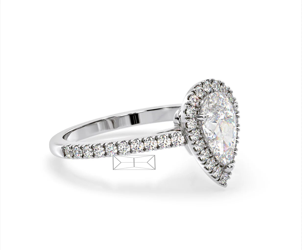 Diana Lab Diamond Pear Halo Engagement Ring Platinum 2.60ct F/VS1 - Image 156