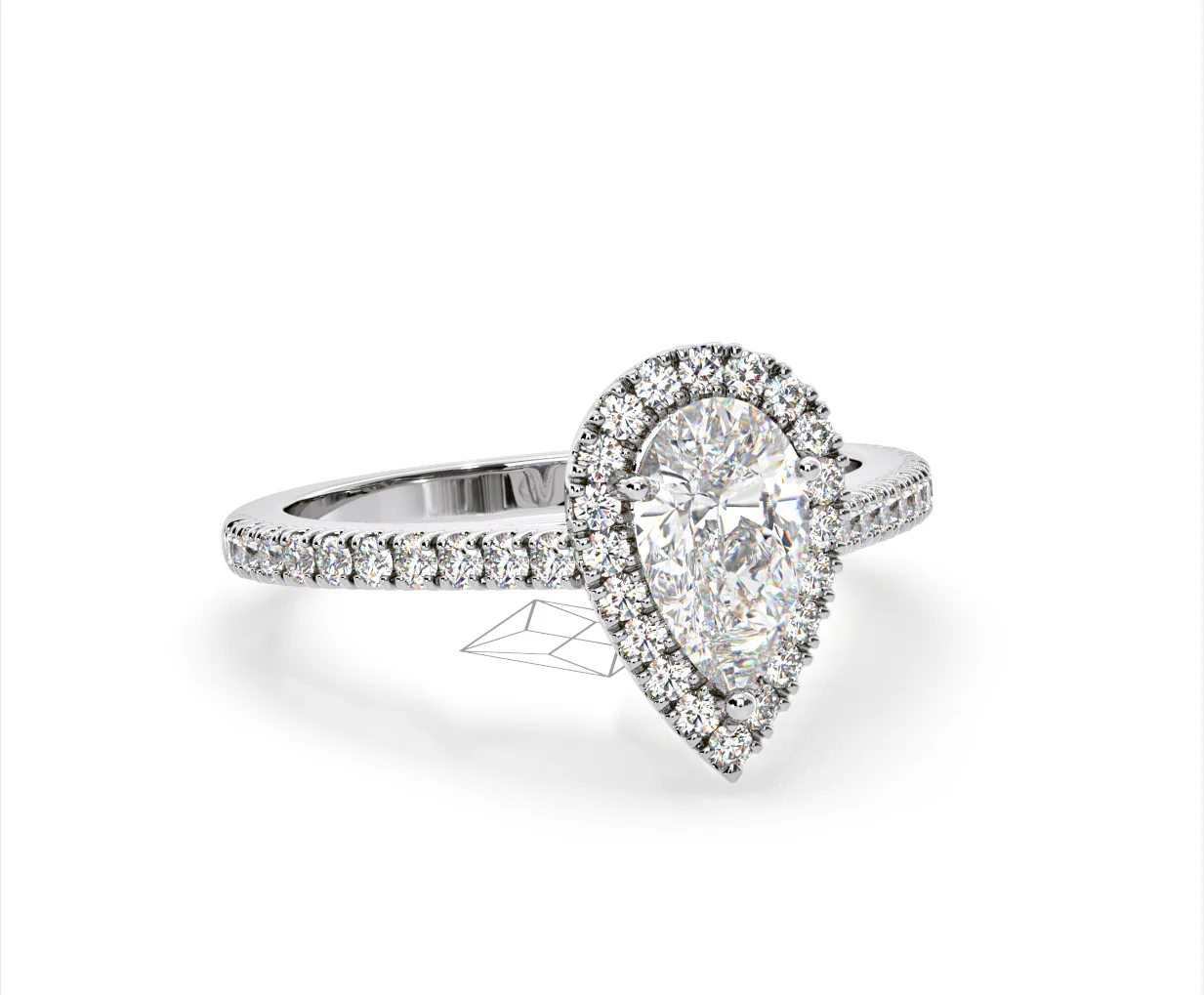 Diana Lab Diamond Pear Halo Engagement Ring Platinum 2.60ct F/VS1 - Image 162