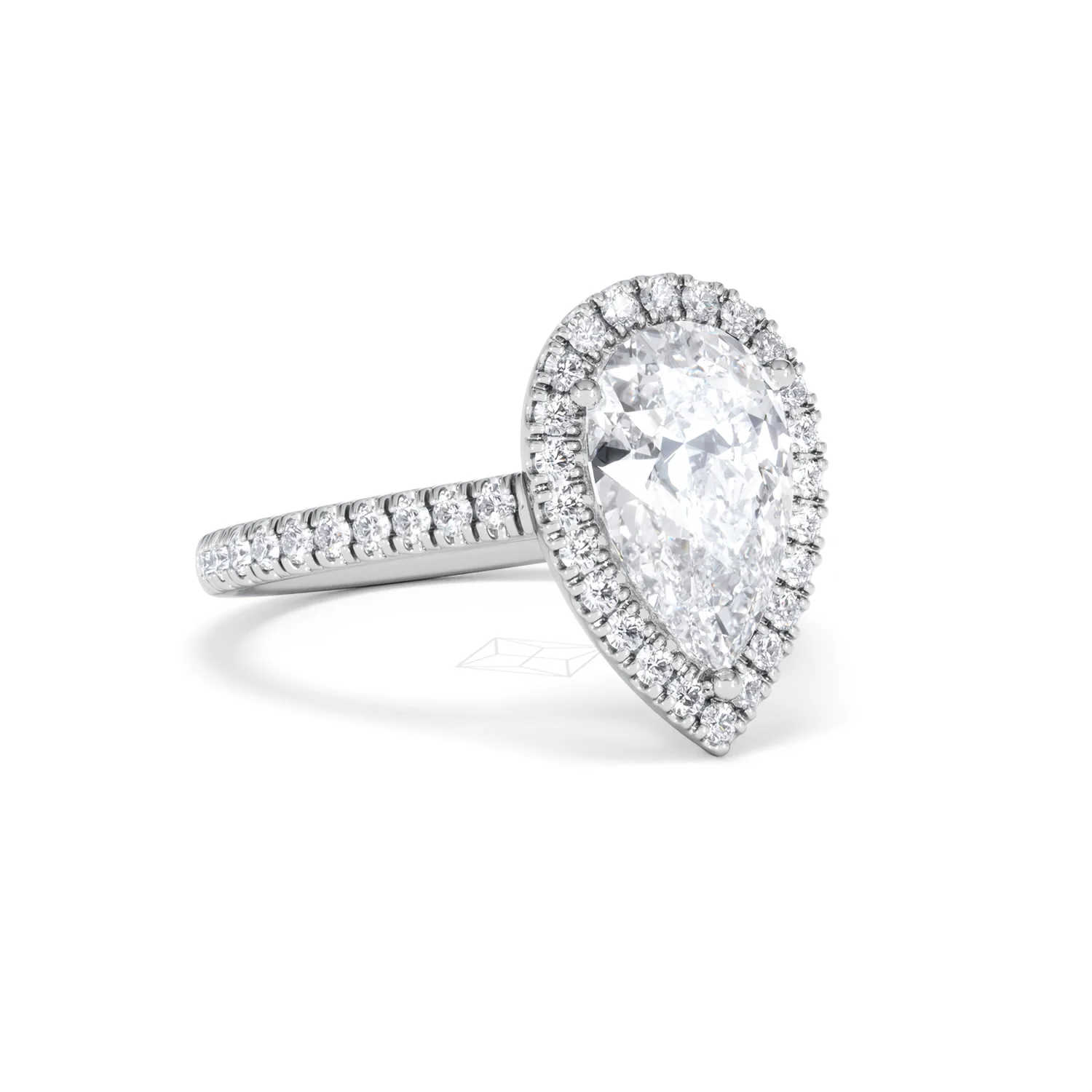 Diana Lab Diamond Pear Halo Engagement Ring Platinum 2.60ct F/VS1 - Image 17