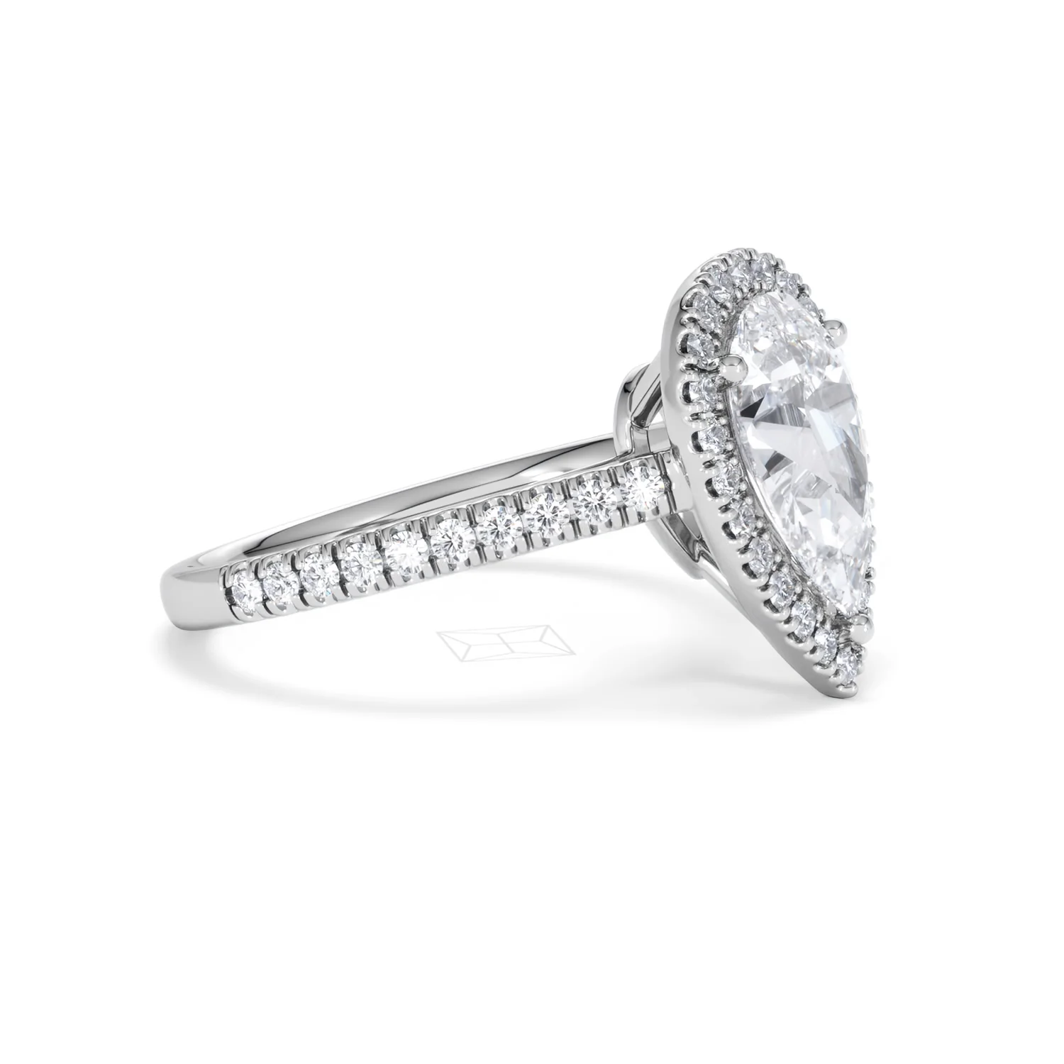 Diana Lab Diamond Pear Halo Engagement Ring Platinum 2.60ct F/VS1 - Image 24
