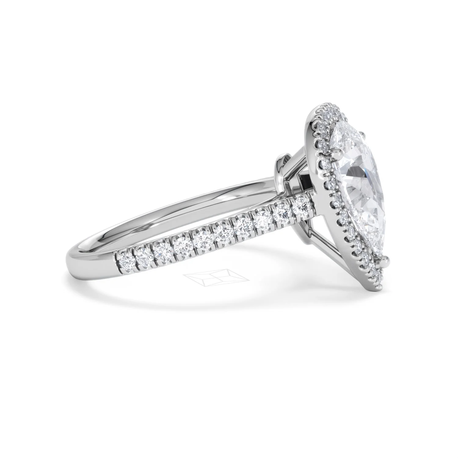 Diana Lab Diamond Pear Halo Engagement Ring Platinum 2.60ct F/VS1 - Image 27