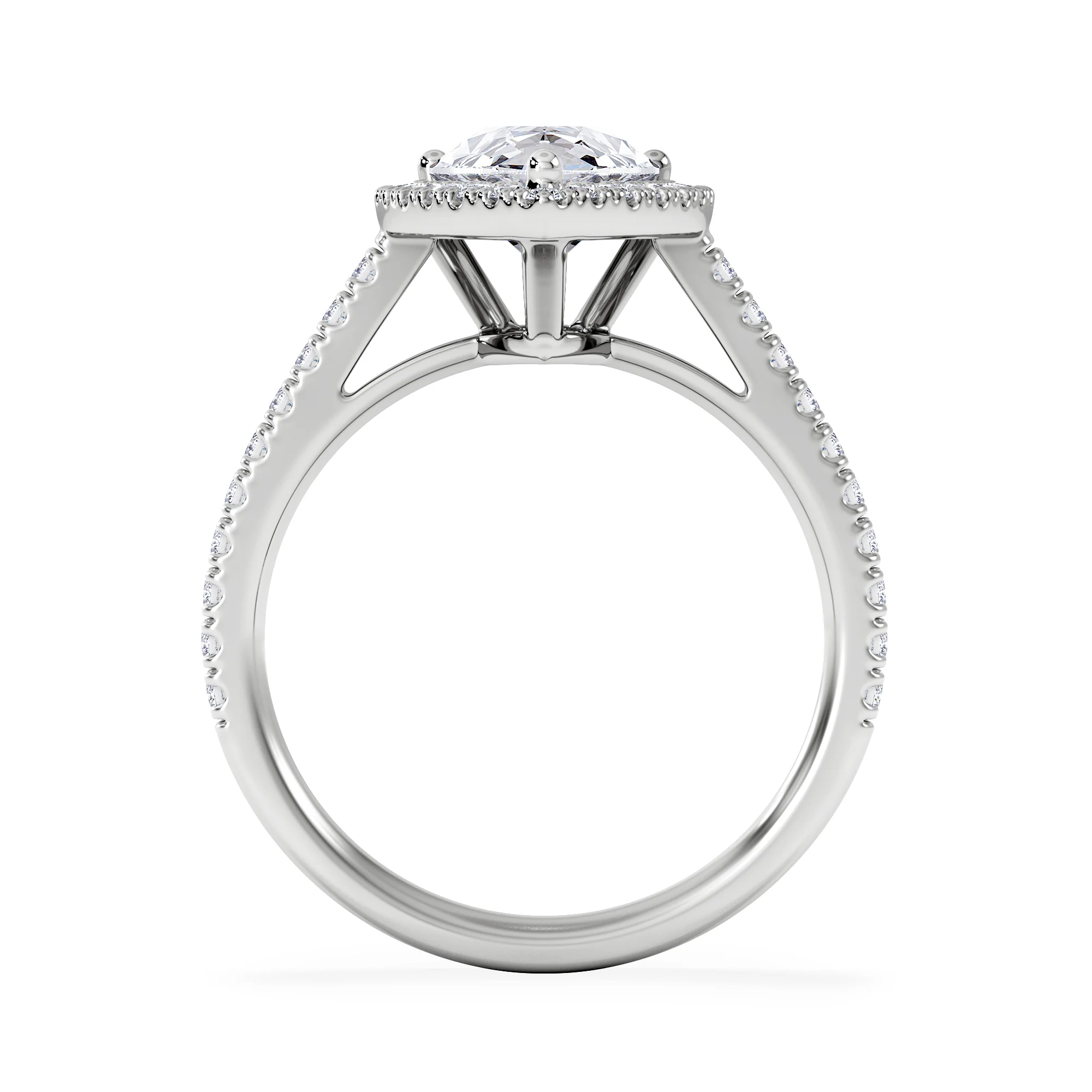 Diana Lab Diamond Pear Halo Engagement Ring Platinum 2.60ct F/VS1 - Image 3