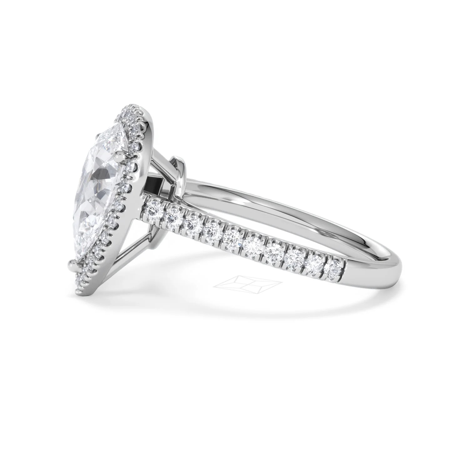 Diana Lab Diamond Pear Halo Engagement Ring Platinum 2.60ct F/VS1 - Image 74