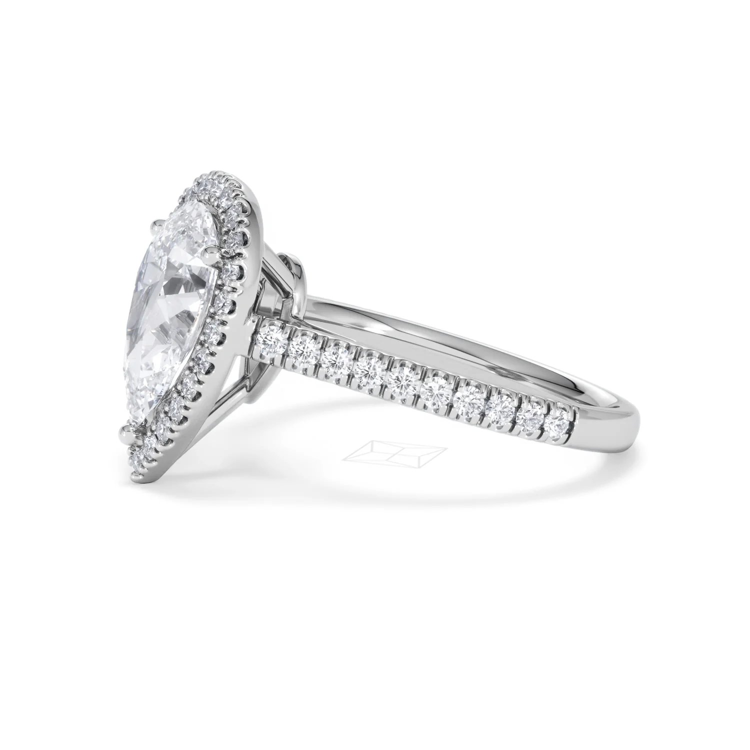 Diana Lab Diamond Pear Halo Engagement Ring Platinum 2.60ct F/VS1 - Image 76