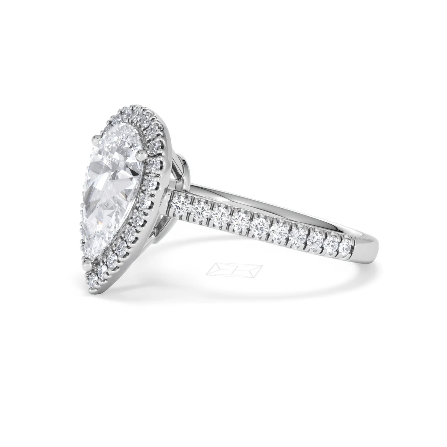 Diana Lab Diamond Pear Halo Engagement Ring Platinum 2.60ct F/VS1 - Image 78