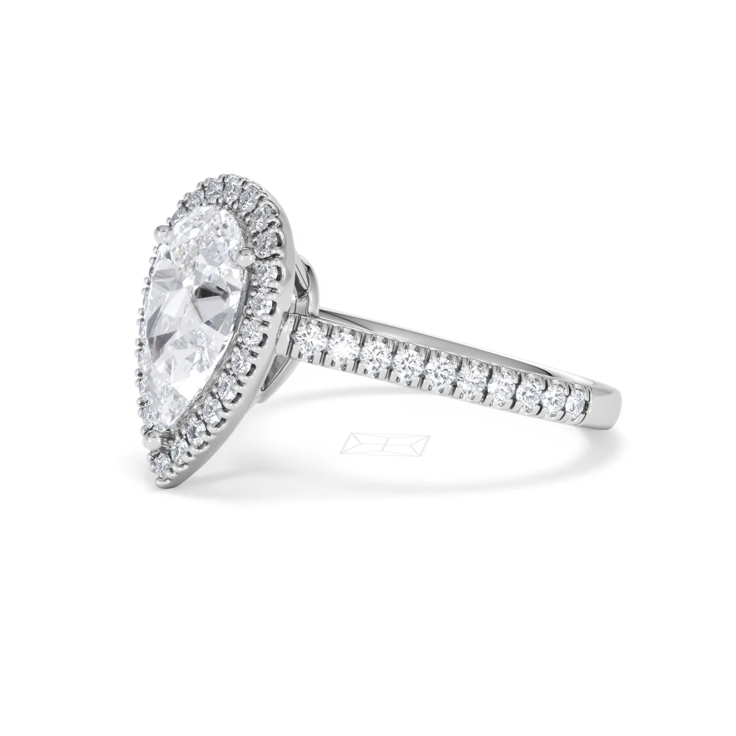 Diana Lab Diamond Pear Halo Engagement Ring Platinum 2.60ct F/VS1 - Image 79