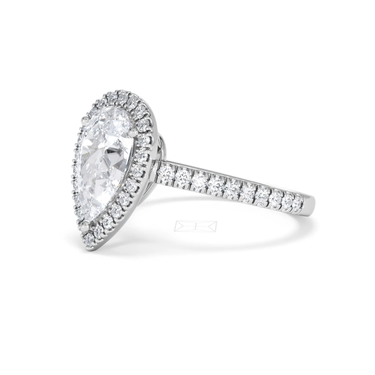 Diana Lab Diamond Pear Halo Engagement Ring Platinum 2.60ct F/VS1 - Image 80