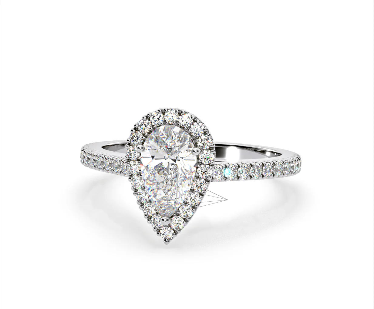 Diana Lab Diamond Pear Halo Engagement Ring Platinum 2.60ct F/VS1 - Image 9