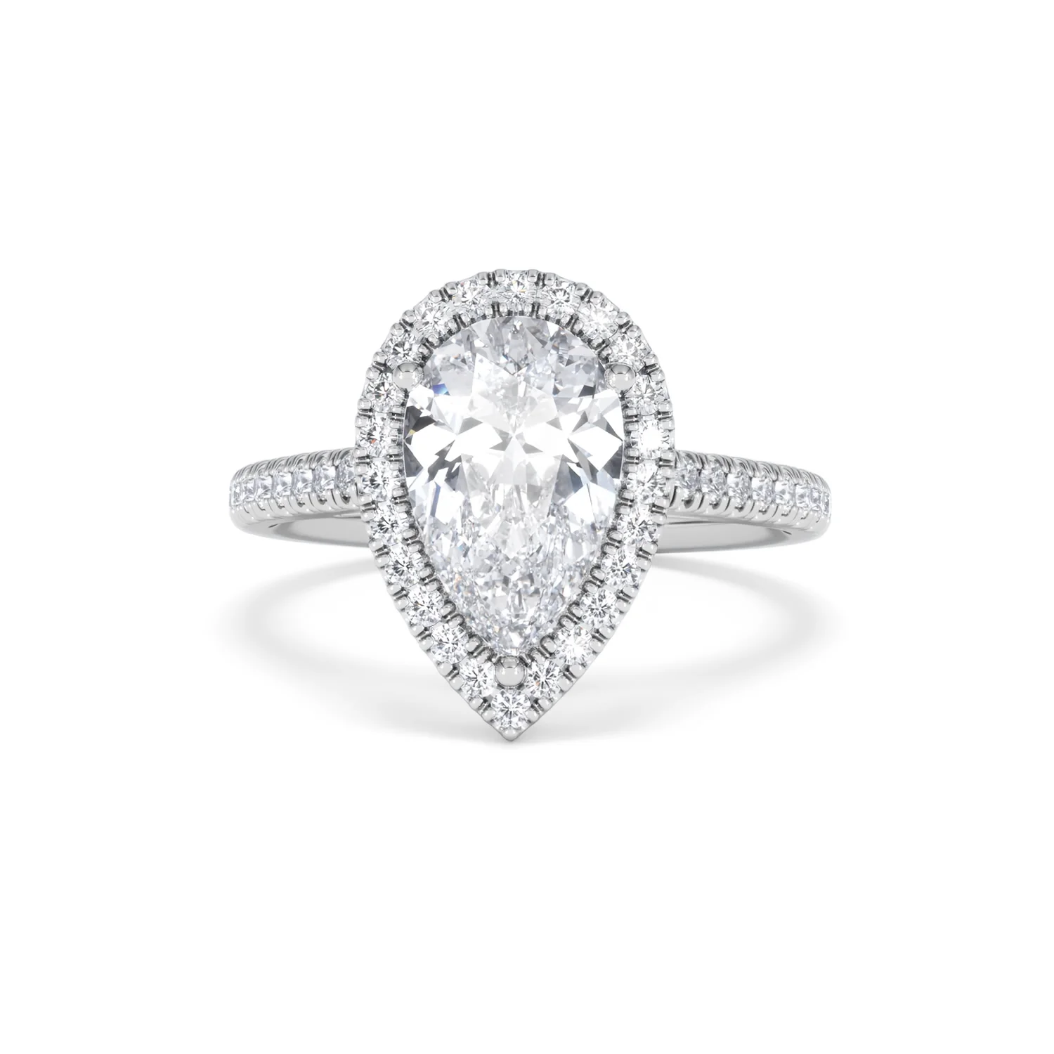 Diana Lab Diamond Pear Halo Engagement Ring Platinum 2.60ct F/VS1 - Image 90
