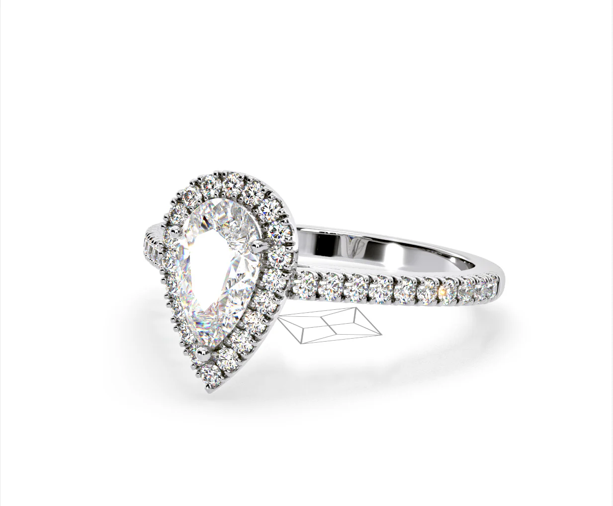 Diana Lab Diamond Pear Halo Engagement Ring Platinum 2.60ct F/VS1 - Image 93