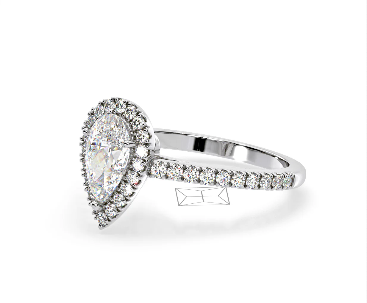Diana Lab Diamond Pear Halo Engagement Ring Platinum 2.60ct F/VS1 - Image 96