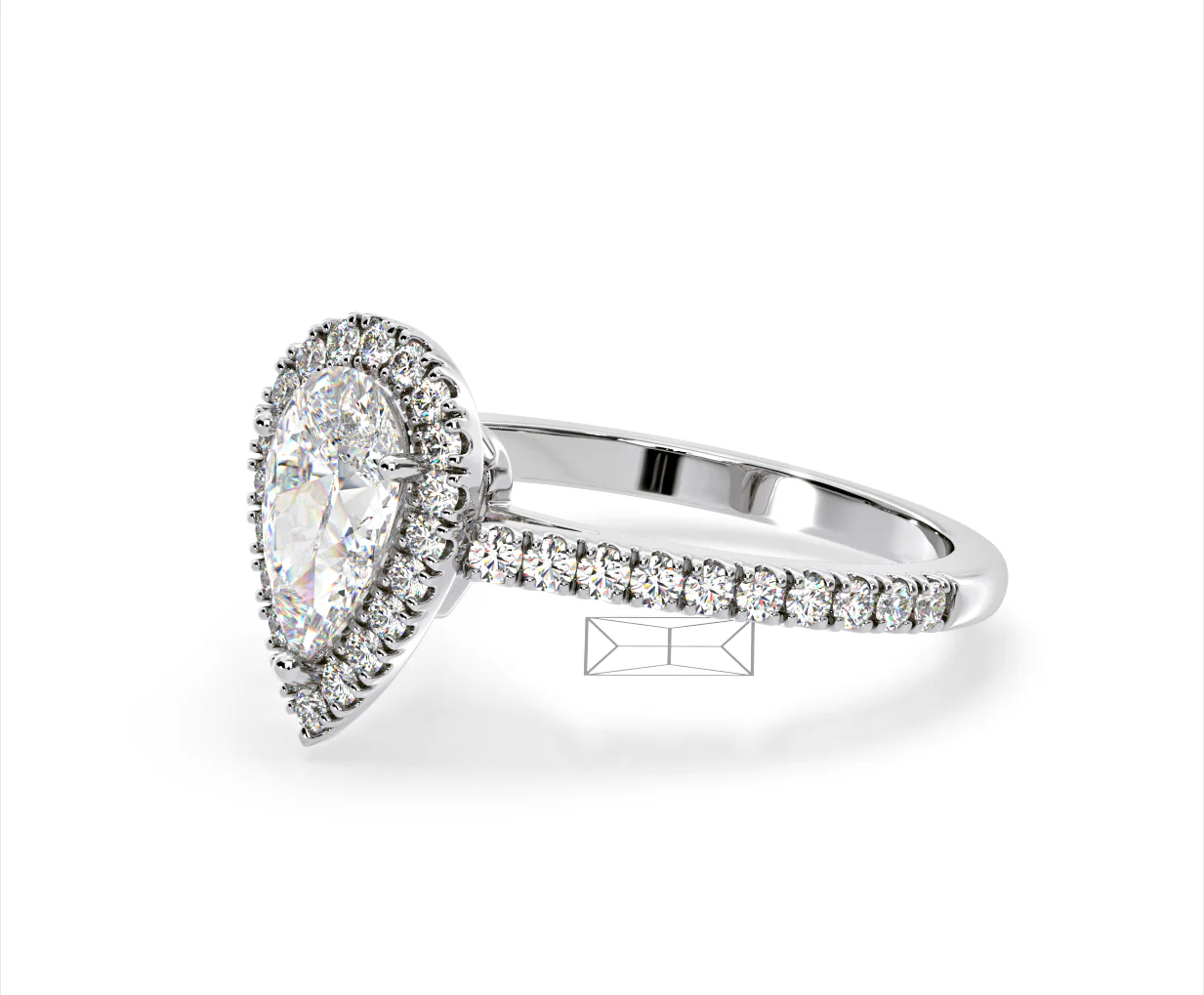 Diana Lab Diamond Pear Halo Engagement Ring Platinum 2.60ct F/VS1 - Image 97