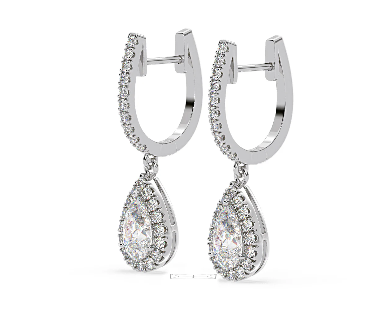 Diana Pear Lab Diamond Halo Drop Earrings 2.60ct in 18K White Gold F/VS1 - Image 17