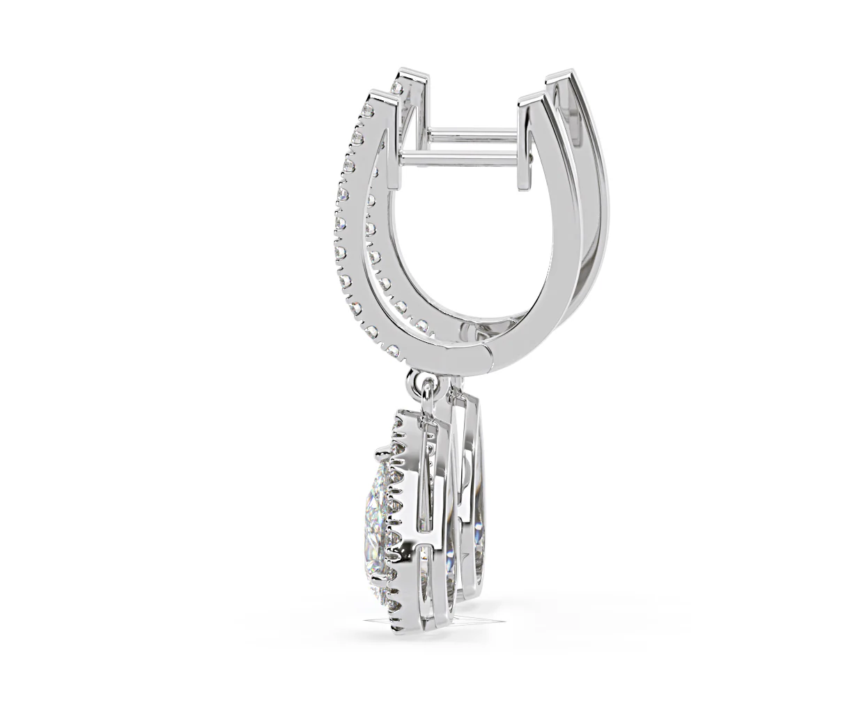 Diana Pear Lab Diamond Halo Drop Earrings 2.60ct in 18K White Gold F/VS1 - Image 28